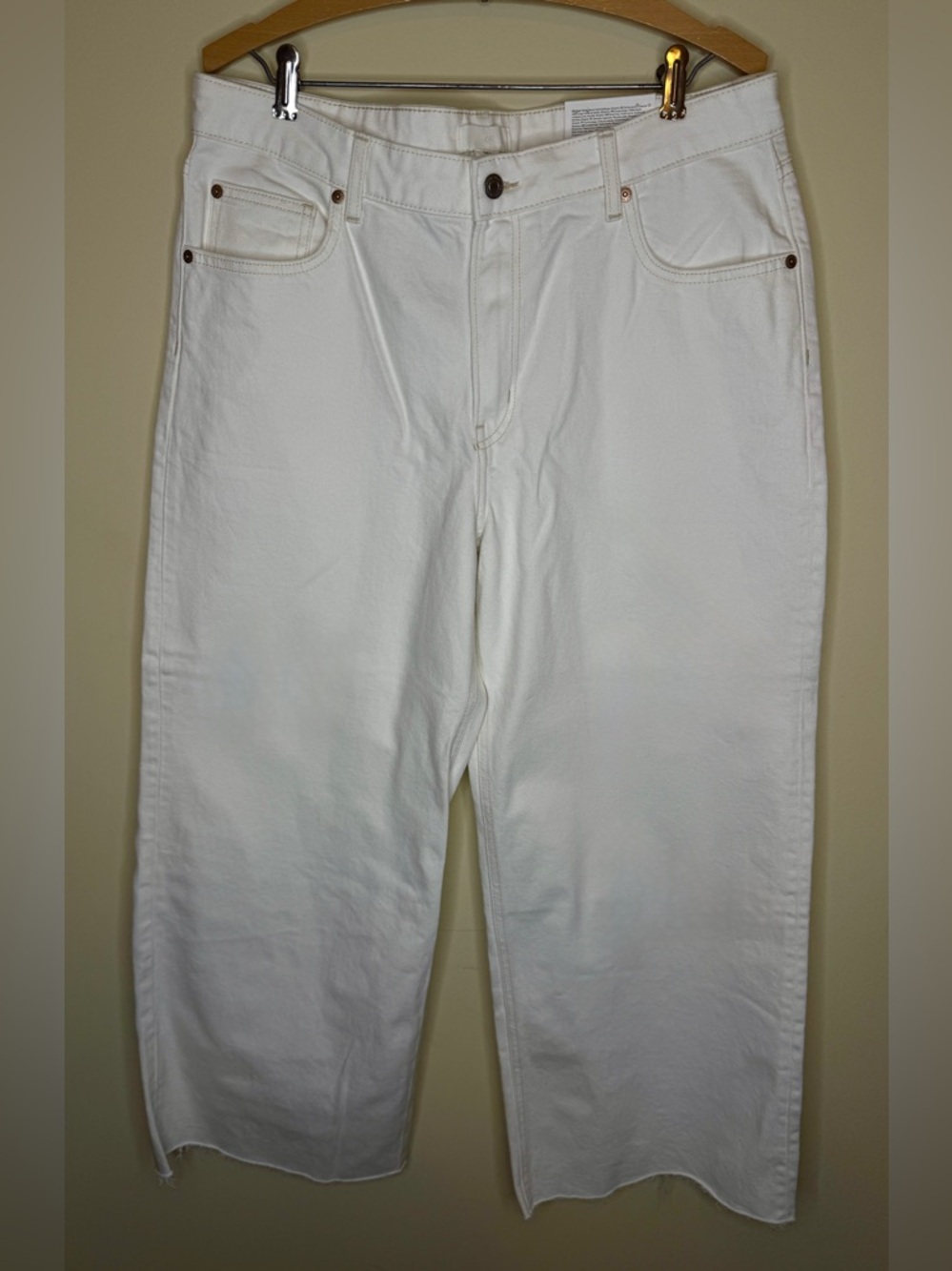 H&M Women's White Wide-Leg Ankle Jeans